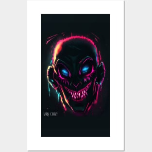 Spooky Neon Face Posters and Art